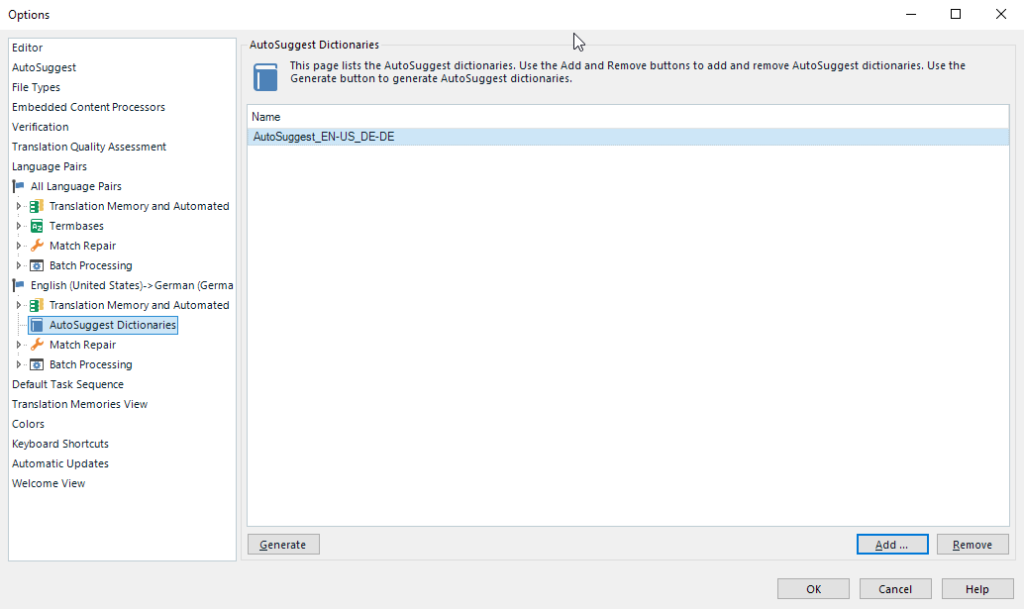 Default language pair settings on SDL Studio Trados 2019 4